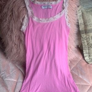 Y2k Michael Stars bubblegum Pink Lace Trim Tank Top